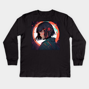 Cyberpunk Girl Kids Long Sleeve T-Shirt